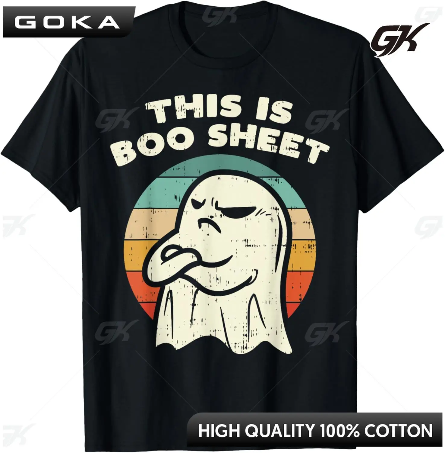 

This Is Boo Sheet Ghost Retro Halloween Costume Men Women Printed Graphic T-Shirt Casual Fashion Round Short Sleeved Tops