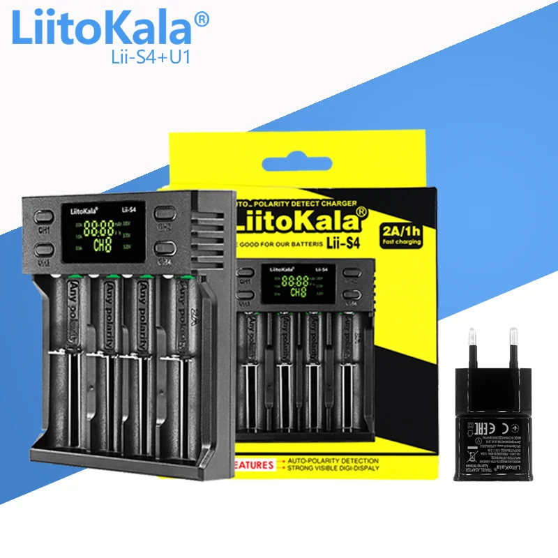 2 Cái/lốc LiitoKala Lii-S8 Lii-S1 Lii-S2 Lii-S4 Lii-S6 1 .. 2V 3.7V 18650 18350 26650 10440 14500 16340 niMH Pin Sạc Thông Minh