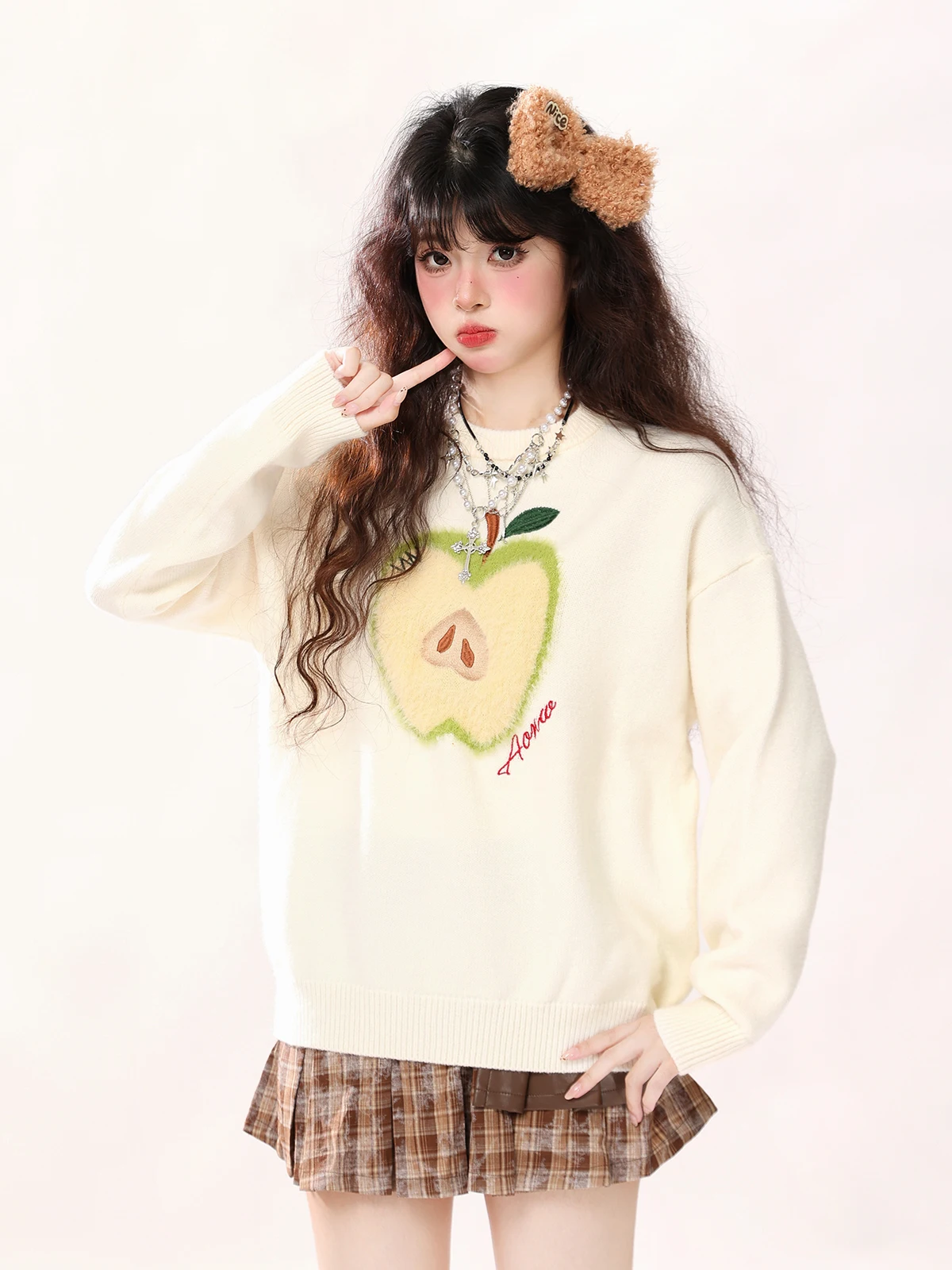 

ENJOG Креативный полуоблегающий вязаный свитер с круглым вырезом для женщин, осенняя высококачественная свободная вязаная верхняя одежда в стиле Lazy Sle