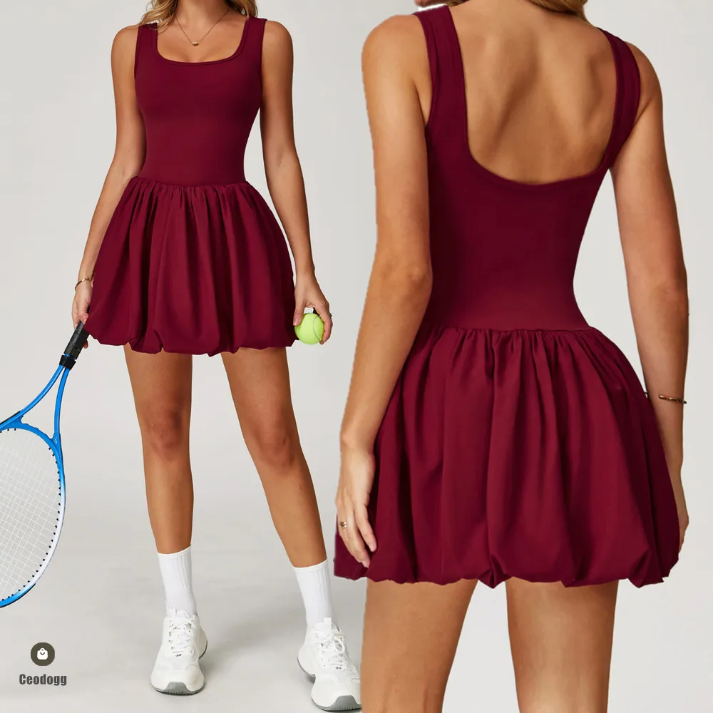 

Pad Bub Yoga Jumpsuit Women Tennis Skirt Bottom Anti Glare Sports Running Fitness Suit Pocket Skirt Sports Dress Yoga Set