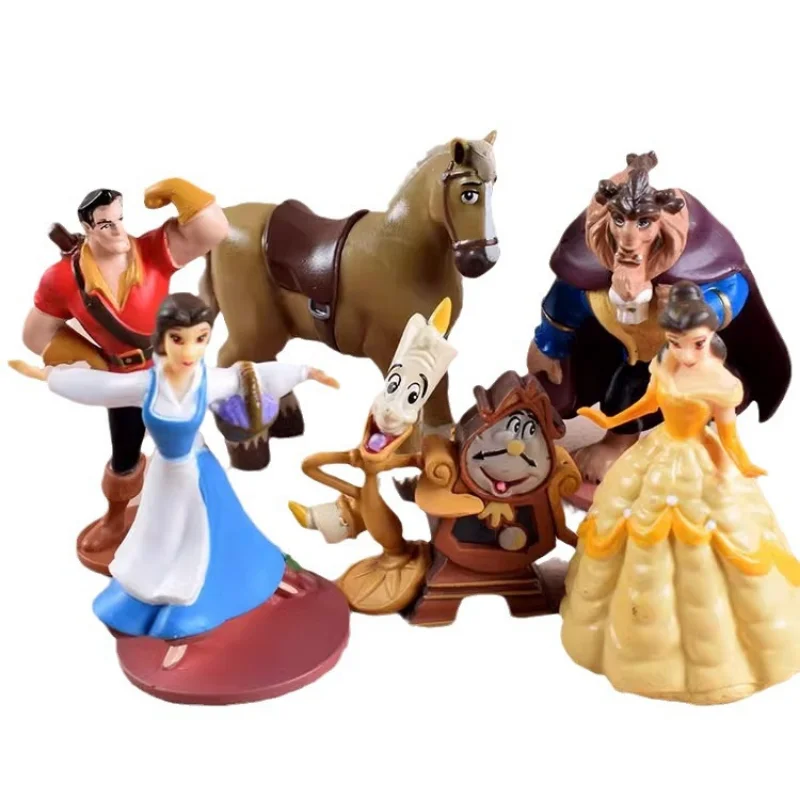 6 unids/set Disney La Bella y La Bestia figura de acción de dibujos animados Anime Kawaii modelo juguetes decoración colección estatuilla niños regalo de Navidad