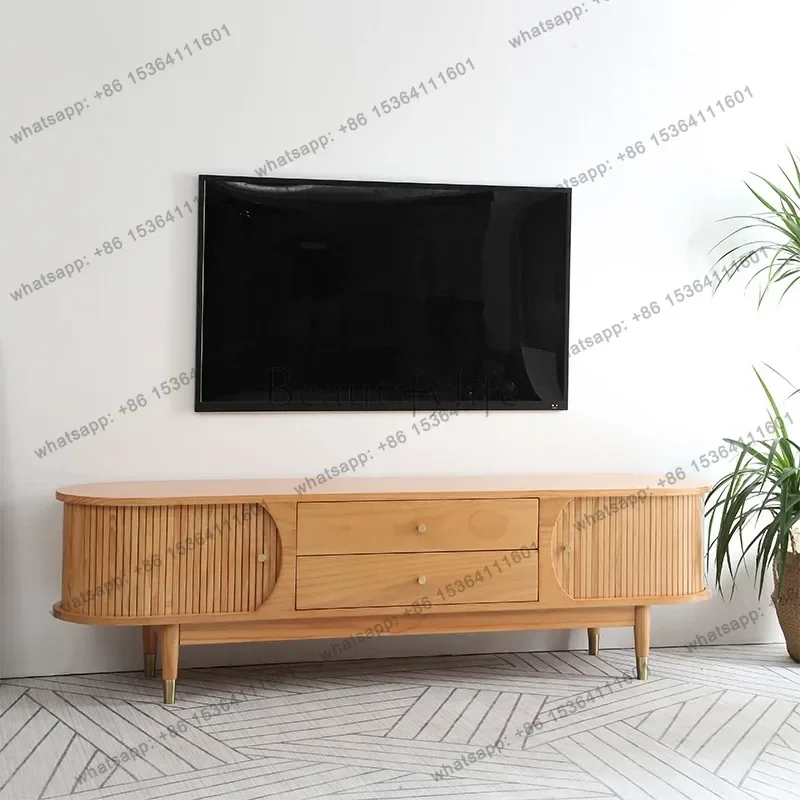 Best Sellers Retro Nordic Solid Modern TV Stands Roller Shutter Door Cherry Wood TV Stands Light Luxury Living Home Furniture Ei
