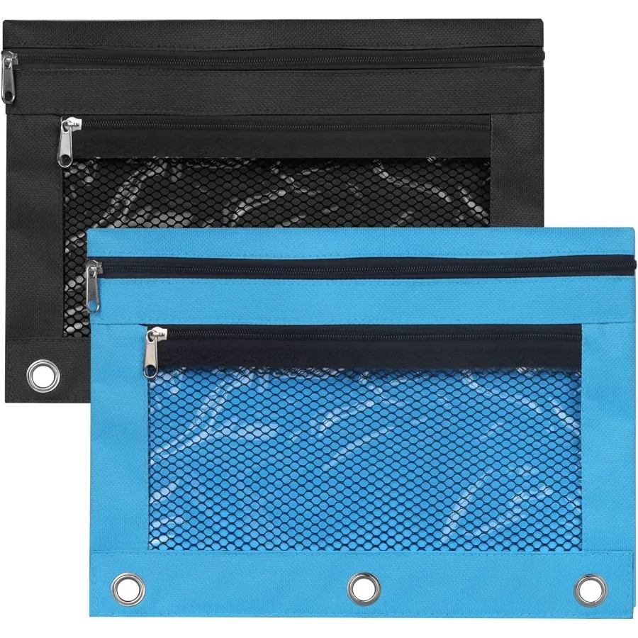 Sacchetti per peil Raccoglitore con cerniera Astuccio per penna con 3 fori Tasca per peil con 3 anelli con cerniera per ufficio scolastico