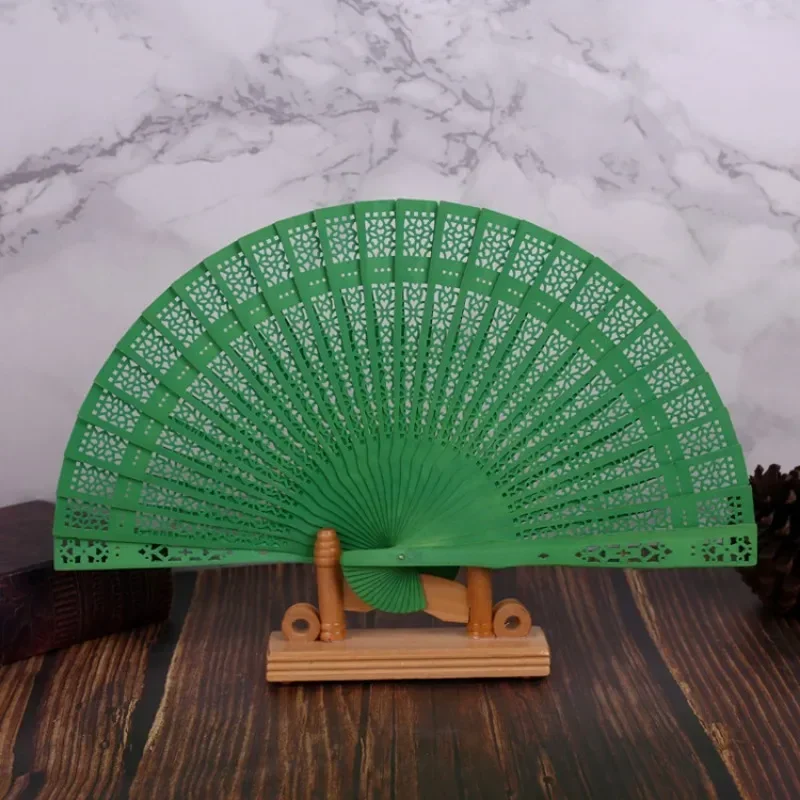 

Wedding Hand Fragrant Party Carved Folding Fan Chinese Wooden Birthday Set Decorations