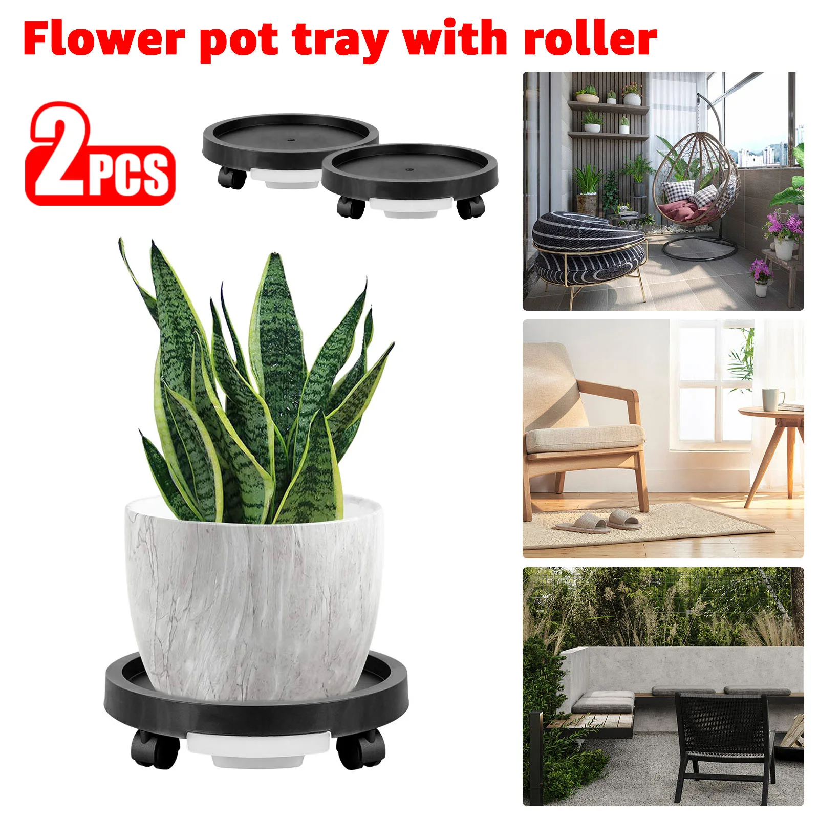 

2Pcs Flower Pot Tray With Wheels Rolling Plant Stand Movable Potted Plant Garden Tray Universal Wheels Plant Planter Tray