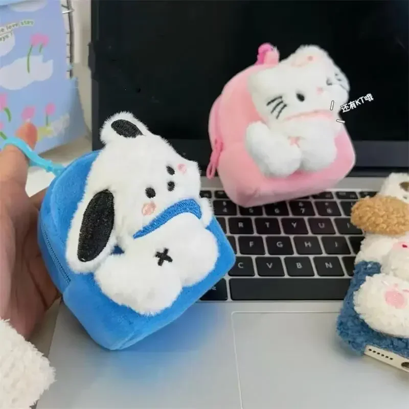 Плюшевый кошелек для мелочи Sanrio почтоко, милый мультяшный Детский мягкий модный портативный рюкзак для наушников, брелок, подвеска, подарки