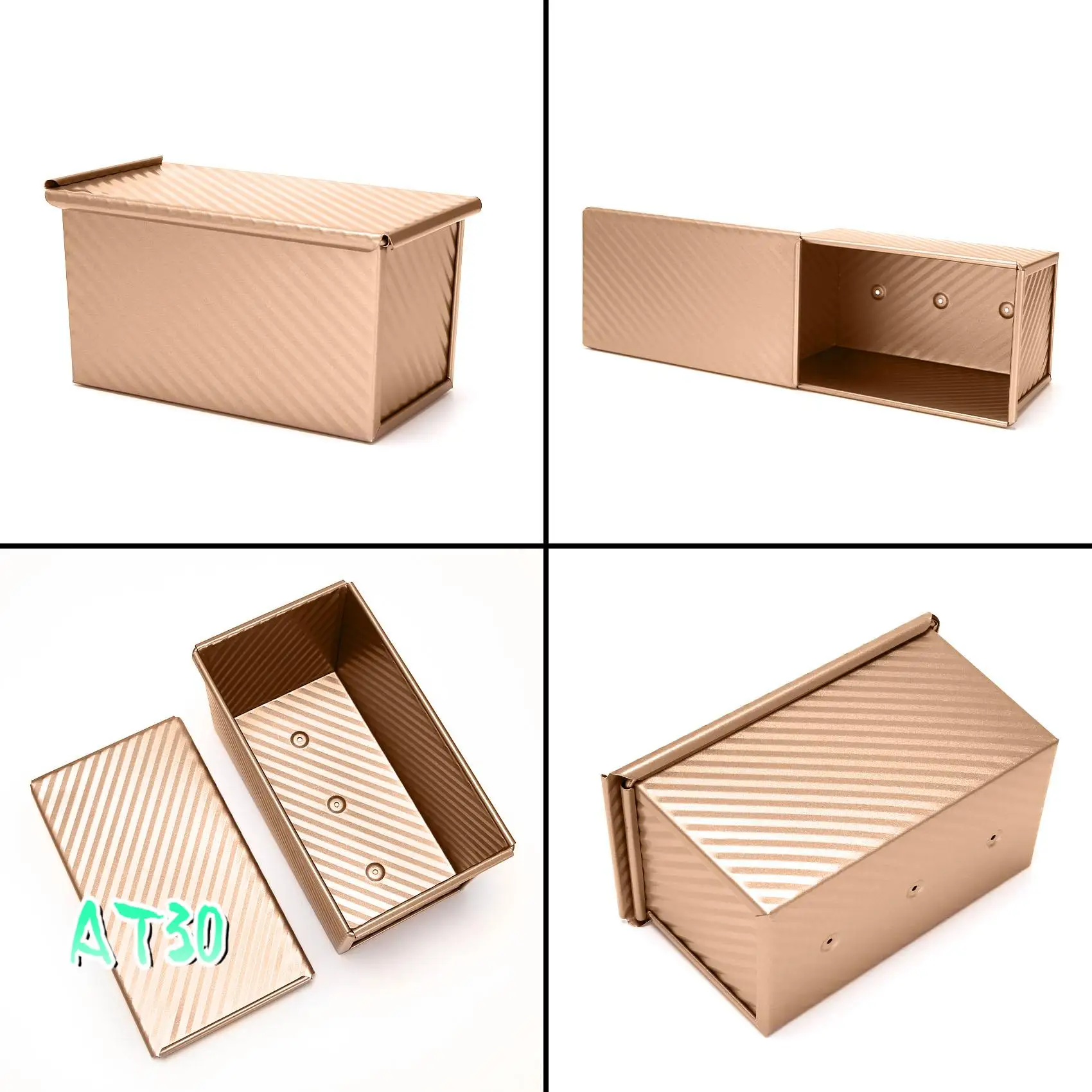 

Baking Pullman Loaf Pan With Cover,Bread Pan With Lid,Nonstick Rectangle Corrugated Toast Box For Oven, Dough Cavity-AT30