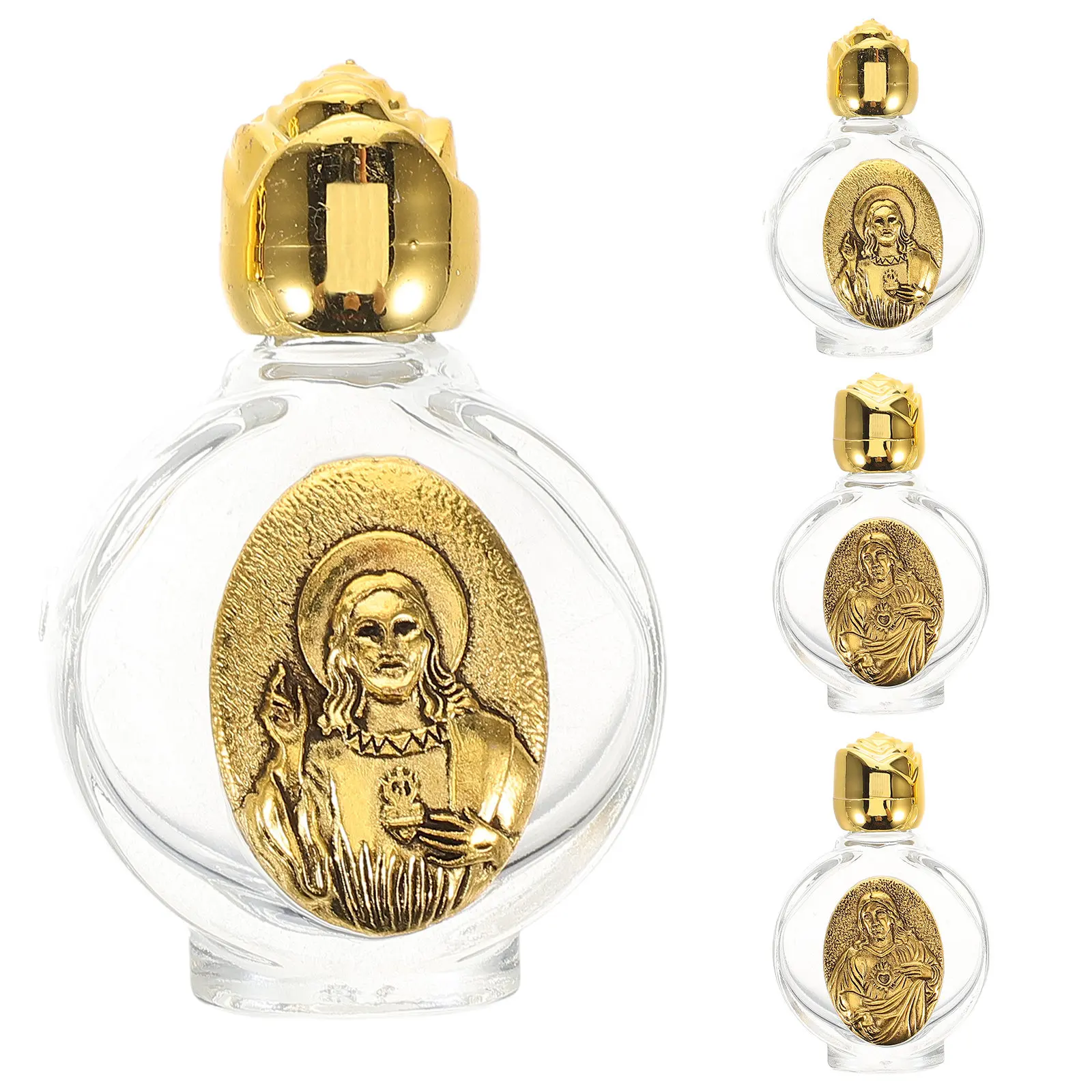 

4 шт. стеклянные бутылочки для святой воды, портативные, винтажный дизайн, для крещения, свадьбы, фестивалей, религиозных праздников, многоразовые, миниатюрные, для священной воды