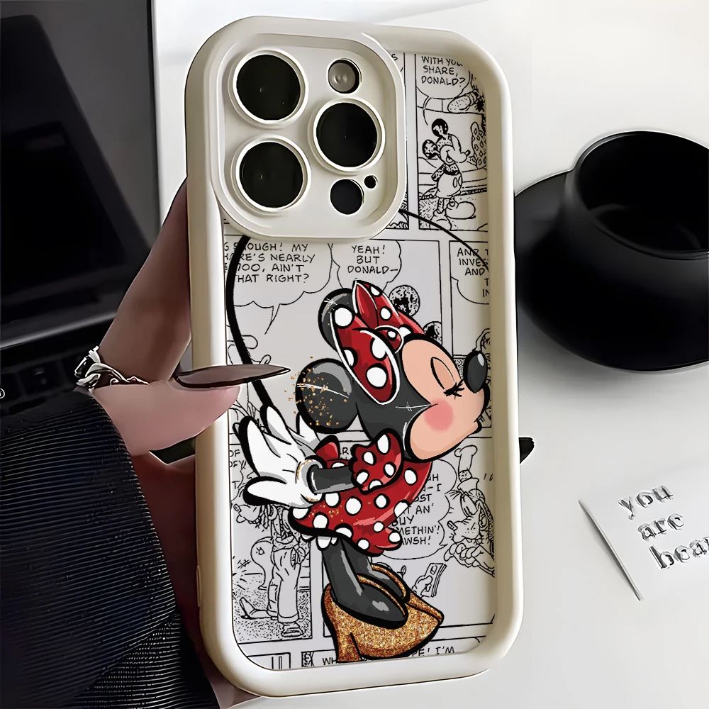 Mickey Minnie Kiss Phone Case for Samsung Galaxy A73 A71 A55 A54 A53 A52 A51 A34 A33 A32 A23 A14 A13 A12 4G 5G Ladder Lens Cover