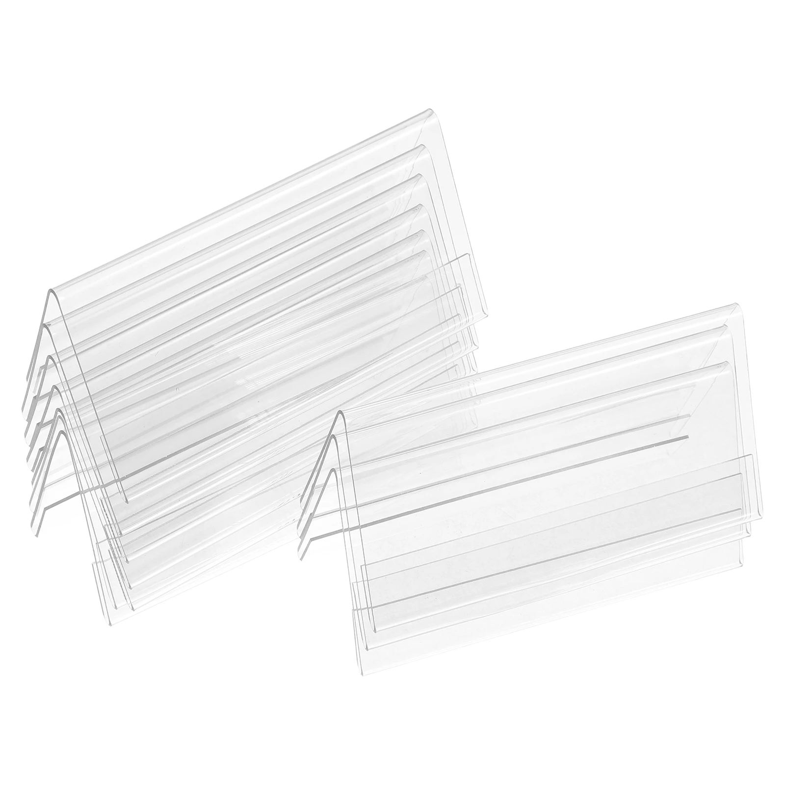 

10 Pcs Transparent Desk Name Tags 12x6cm Double Sided Table Tent Meeting Office Signs Food Labels PET Material
