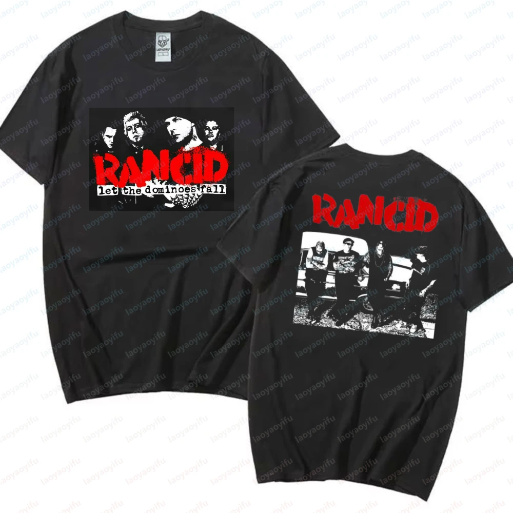 Rancid Fan Unisex Tshirt Let The Dominoes Fall Print Tops Punk Lover Cotton Tee Rock Band Party Vintage Casual Clothes Women Men