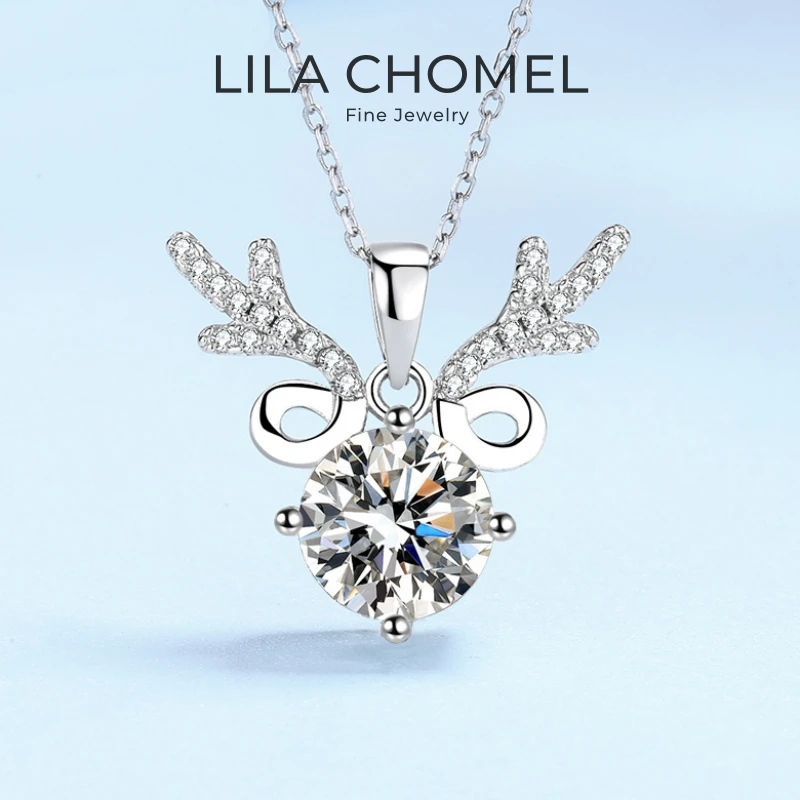 

Daughter Birthday Gift 18K White Gold Girl Valentines Day Necklaces 1/2CT Moissanite Diamond Women Wedding PT950 Wife Pendant