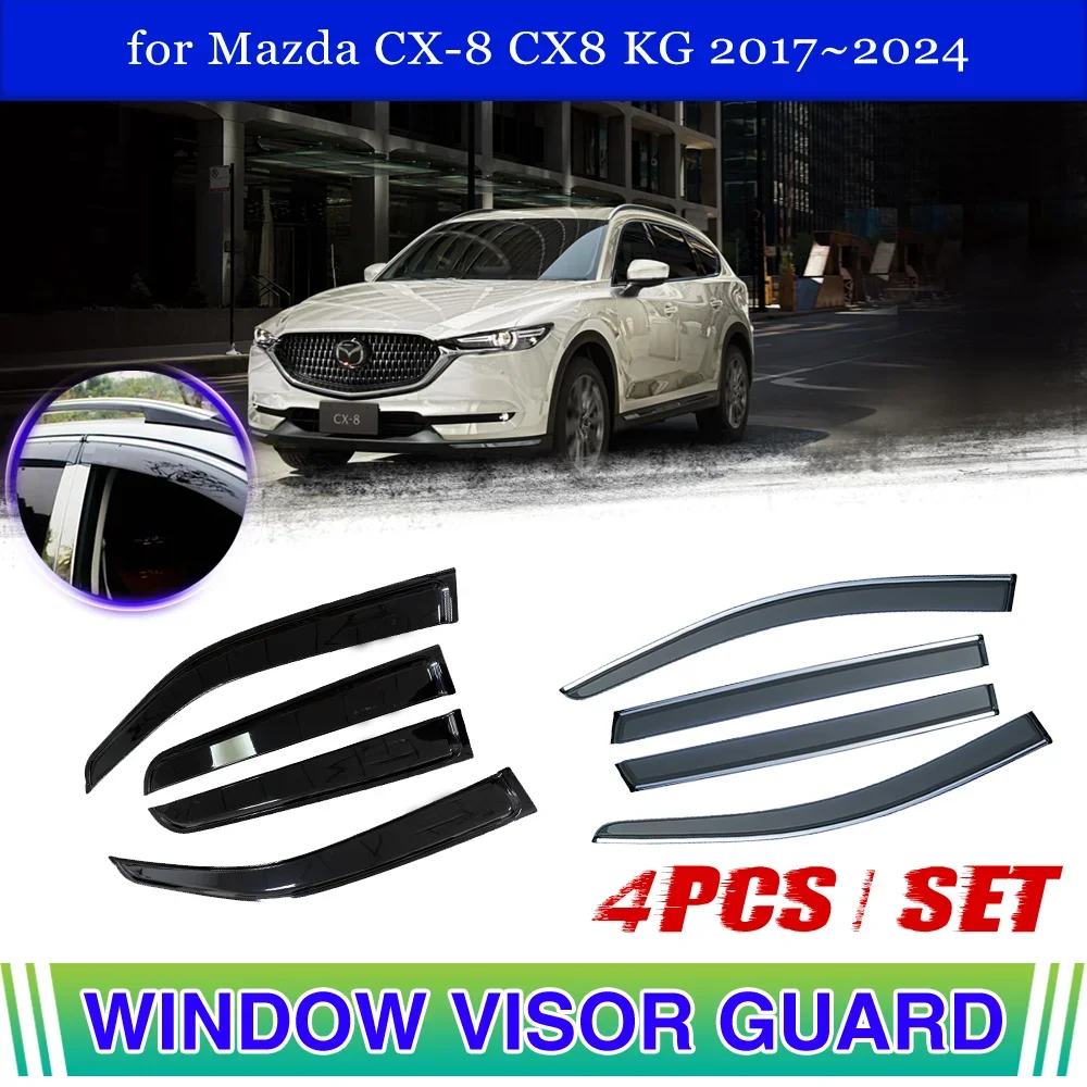 

Car Window Visor for Mazda CX-8 CX8 KG 2017~2024 2018 2019 Vent Awning Door Rain Sun Eyebrow Smoke Cover Deflector Accessories