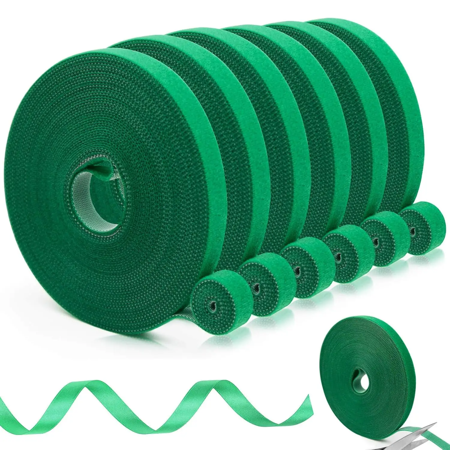 Plant Tape for Climbing Plants, 6 Rolls, 196 Ft x 1/2 Inch, Reusable Adjustable Green Garden Tape for Plants, Soft Plant Ties fo