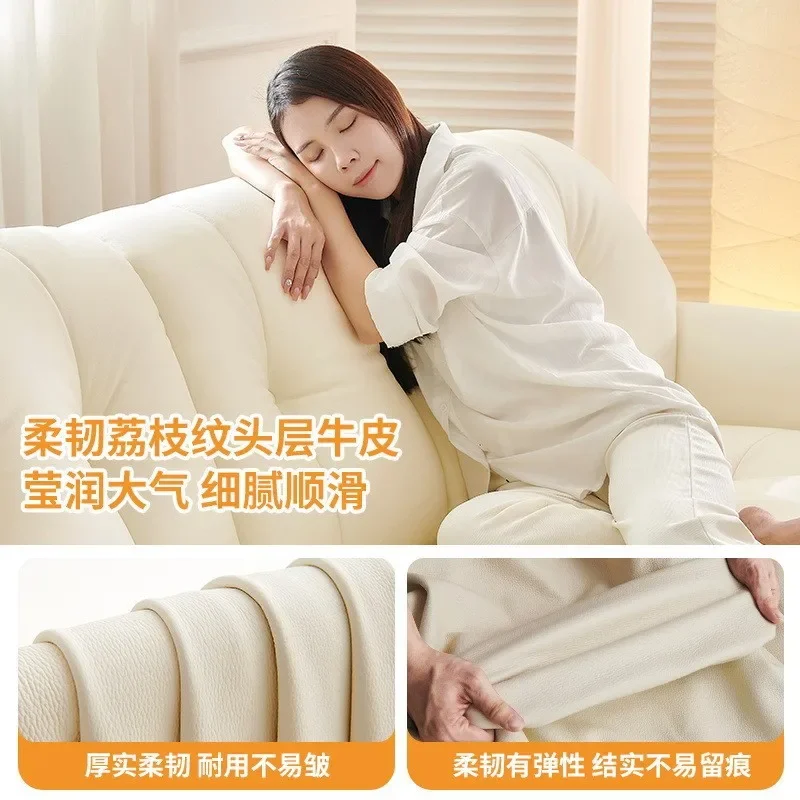 أريكة فرنسية كريمية للرياح أريكة عملية بدون جاذبية ممتازة خفيفة فاخرة صفر سينما منزلية أريكة كهربائية جلدية #2