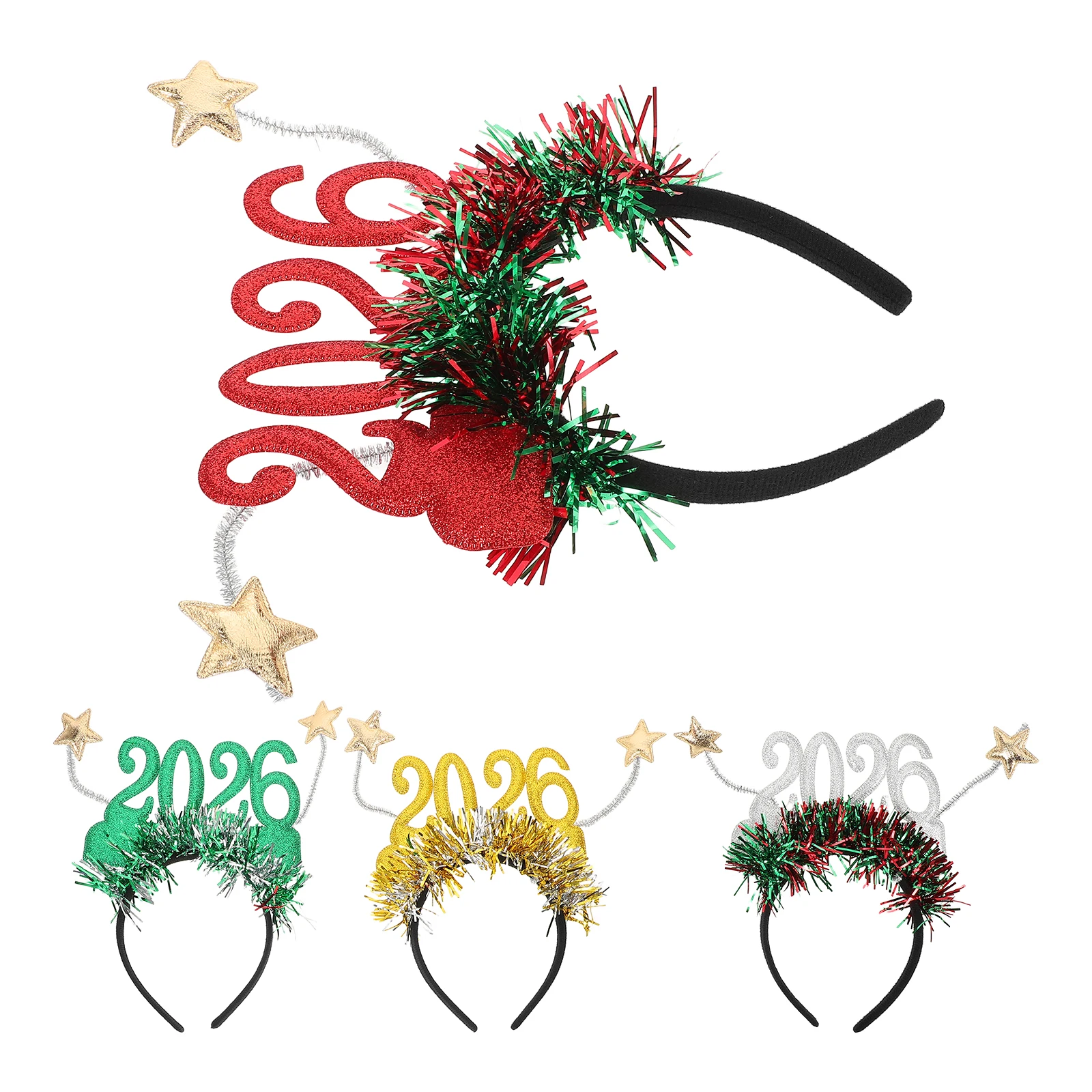 

4 Pcs New Year Headband Celebration Hair Bands Chinese Accessories Headpiece Number Year's Happy Headbands