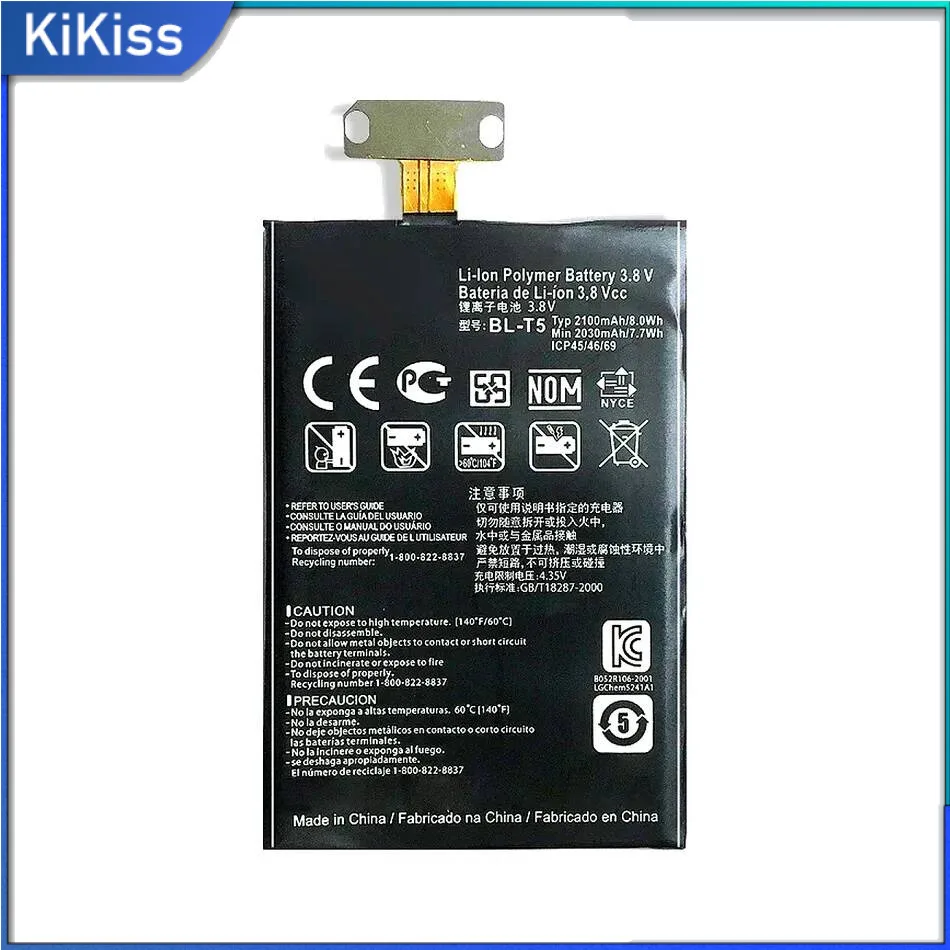 Аккумулятор BL-T5 2100 мАч для LG Optimus Nexus 4 E960 Occam Mako Optimus G Eclipse 4G Lte E970 E971 E975 F180 E973 LS970 BL T5