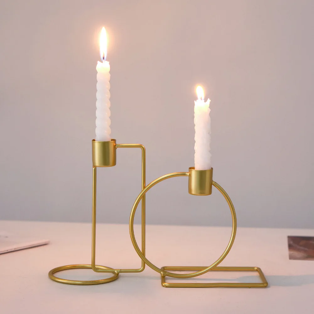 Geometric Line Single Arm Metal Candle Holder Minimalist Candlestick Home Desktop Dining Wedding Table Decorative Accent Gift