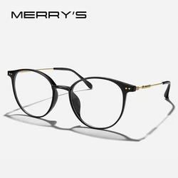 MERRYS DESIGN Cat Eye Oval Glasses Frame For Men Women Titanium Alloy Ultra-Light And Comfortable Optics Eyeglasses S2531