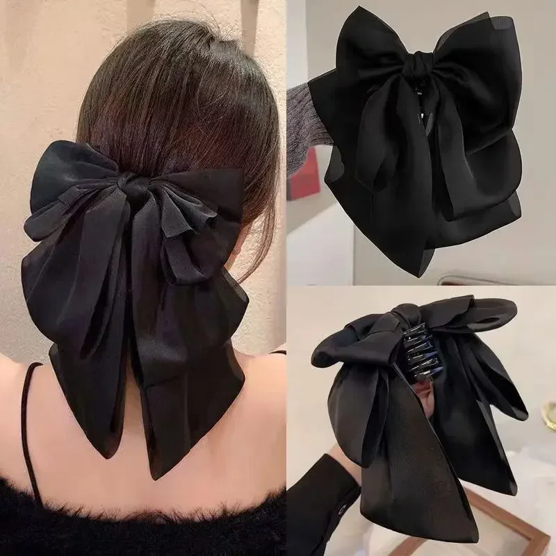 

New Korean Big Size Bow Hair Clip Claw Clamp Women High Ponytail Barrettes Headwear Girls Women Hair Accessories Hair Clips 2024
