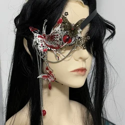 Heaven Officials Blessing Hua Cheng Cosplay Blinder Huacheng Eyepatch Silver Butterfly Dance Stage  Accessory