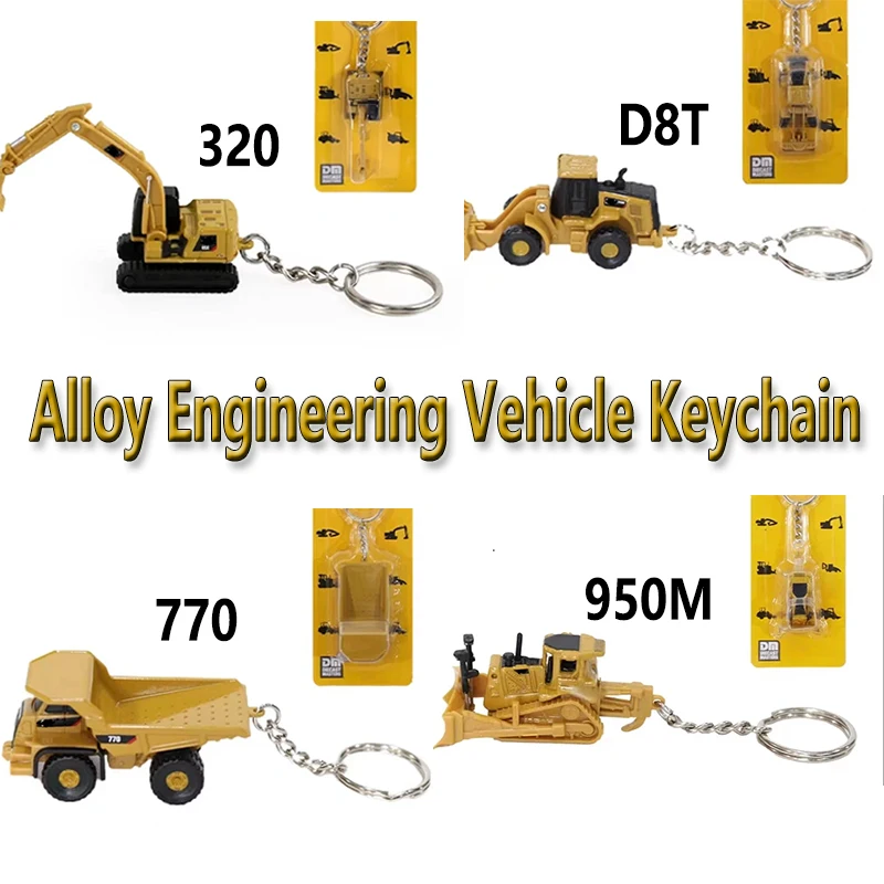 For CATD-8T 950M 770 320 Alloy Engineering Vehicle Key Chain Excavator Bulldozer Mountain Car Loader Truck Model Keychain