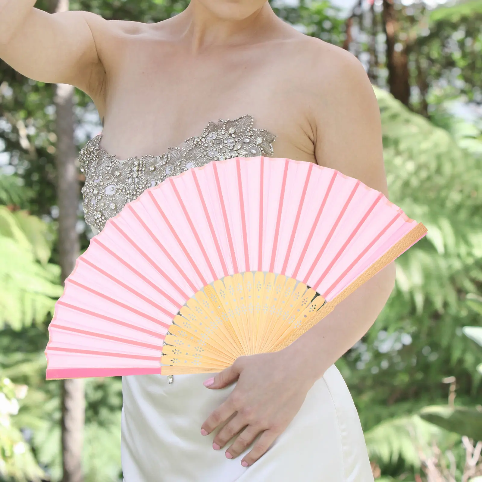 

Fabric Folding Hand Held Fan Bamboo Frame Lightweight Portable Photo Prop Summer Cooling Chinese Style Dance Performance Gift