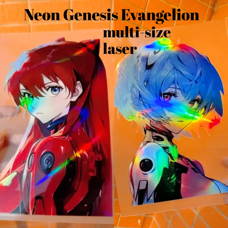 Neon Genesis Evangelion Asuka Ayanami, Calcomanía Reflectante Láser, Calcomanía Impermeable para Auto con Diseño de Anime