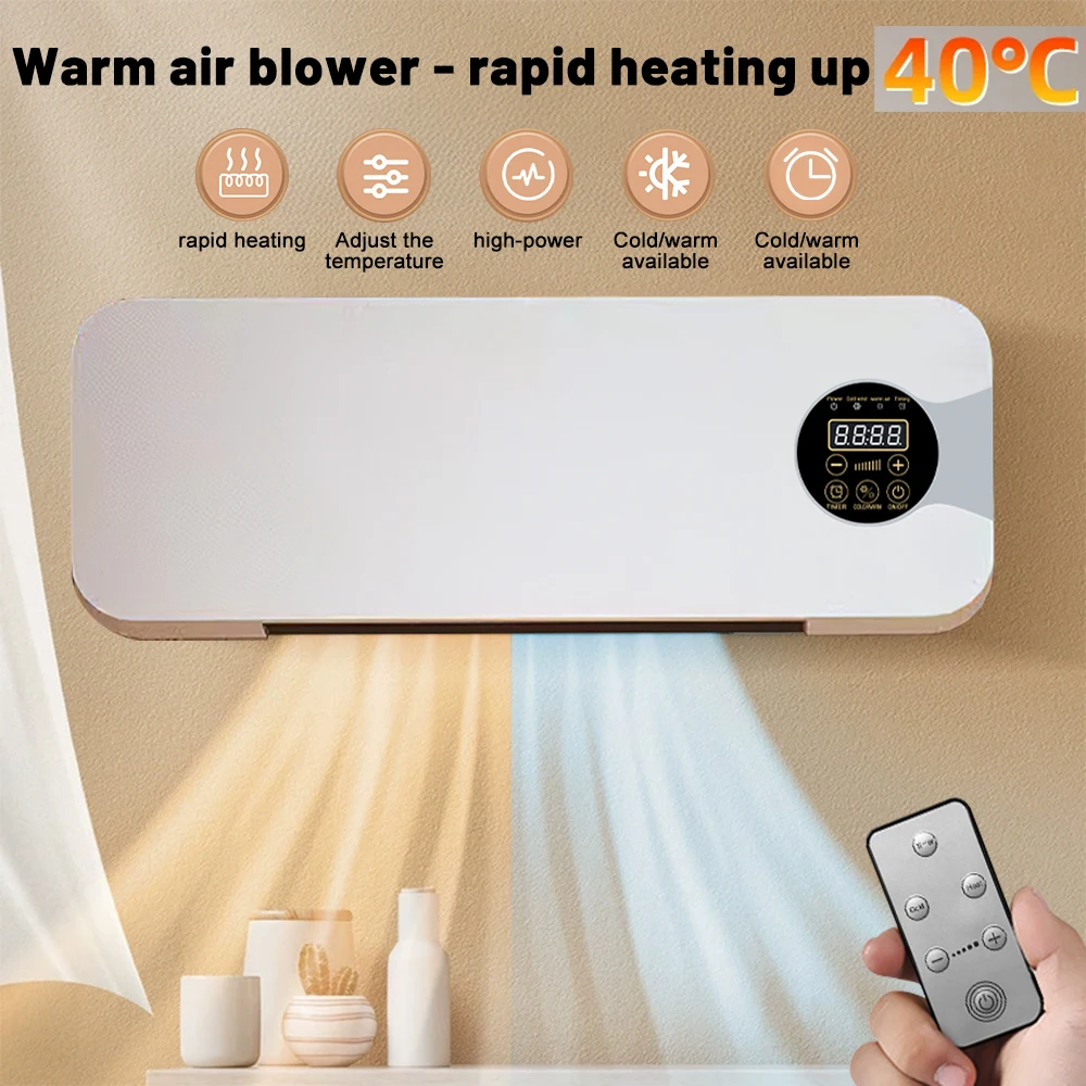 Nouveau radiateur mural électrique Portable ventilateur de chauffage avec télécommande réglable chauffage d'air chaud et froid pour la maison salle de bain chambre