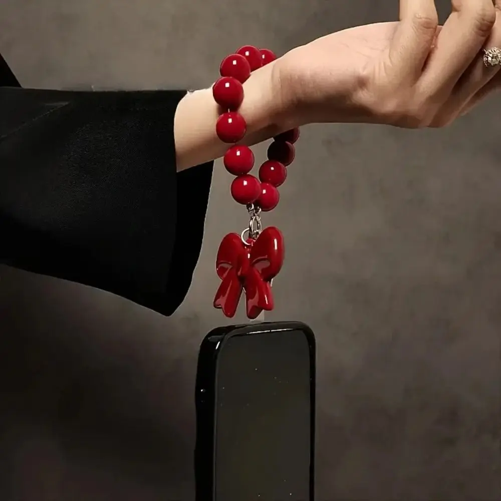 

Модный акриловый ремешок для телефона с бантом, дизайн сумки из бисера, очаровательный брелок, сумка, аксессуар