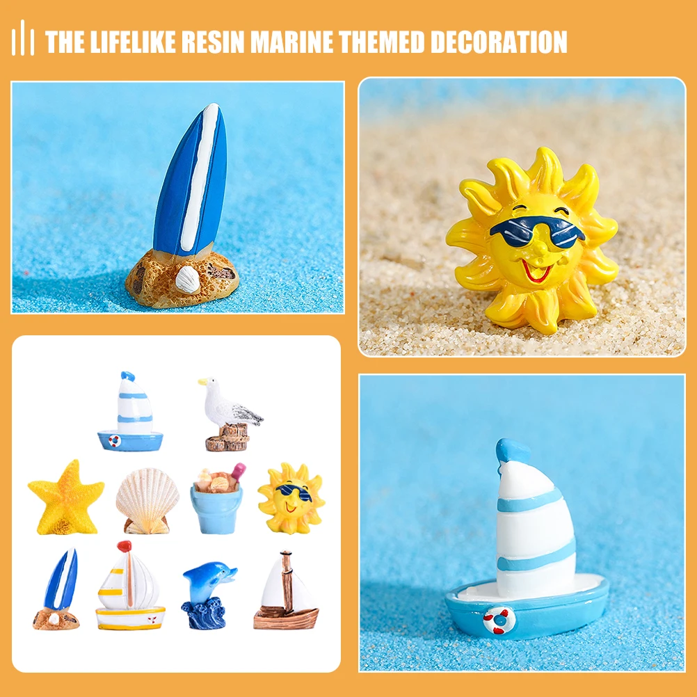 

10 Pcs Marine Resin Statue Artificial Decor Fish Tank Landscape Themed For Decorations Decorative Aquarium
