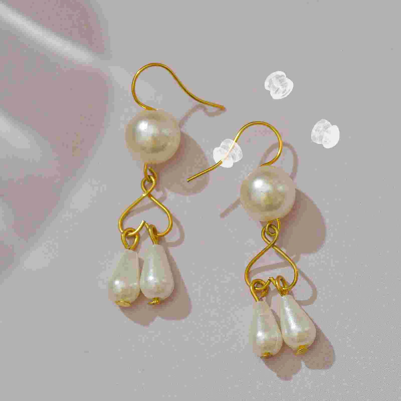 

30 Pcs Wires Earring Rubber Plug Backing Transparent Silica Gel of Earrings
