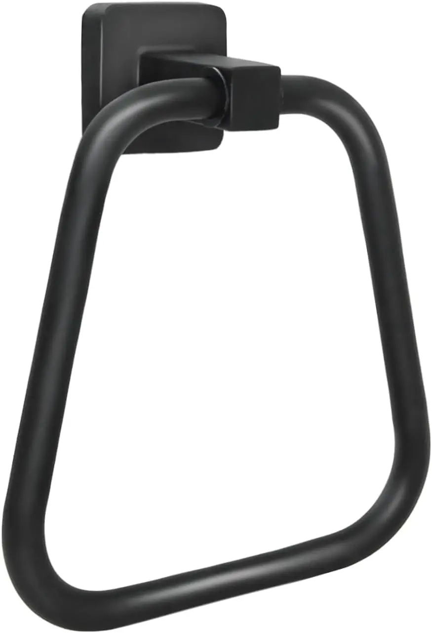 

Matte Black Towel Ring for Bathroom Wall - Stainless Steel Heavy Duty Hand Towel Holder for Kitchen and Bath