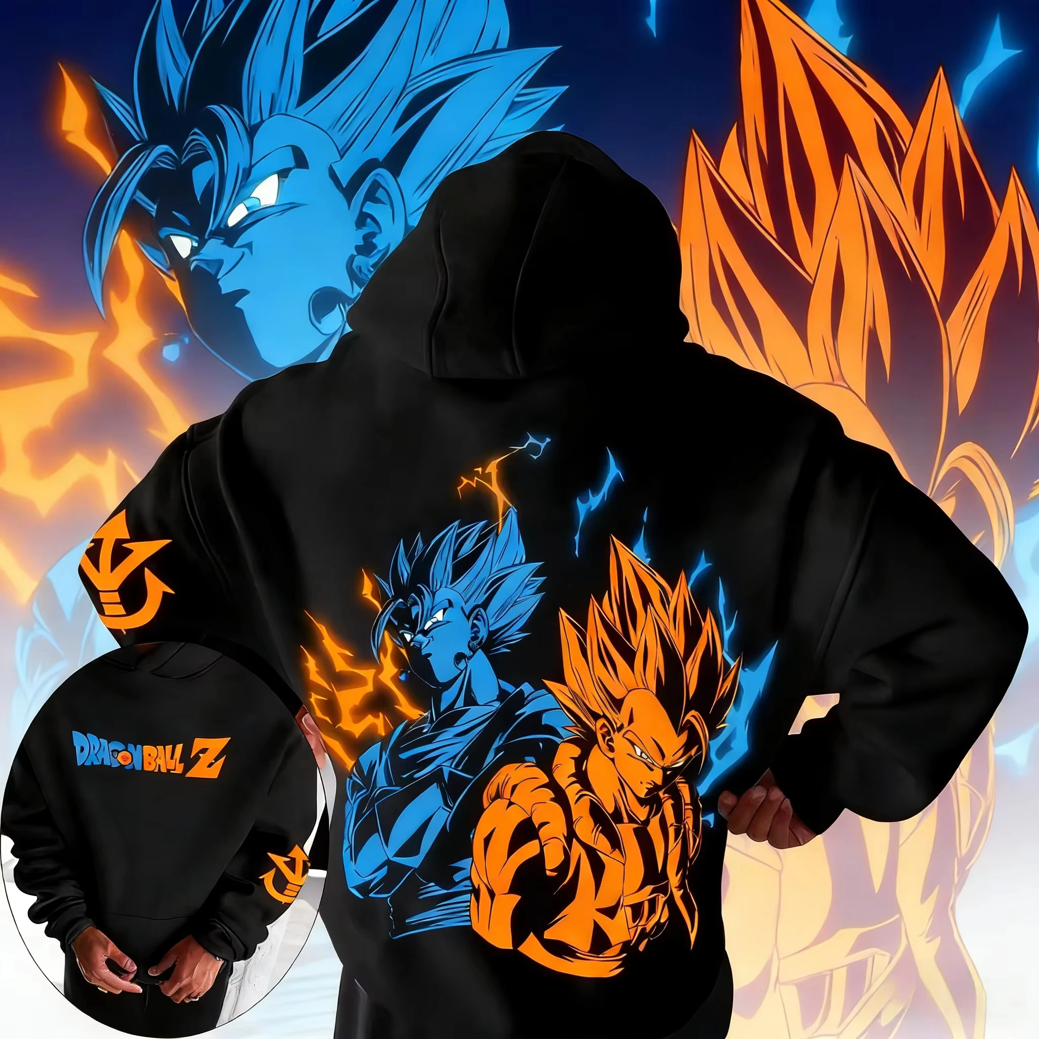 

2026 Autumn Winter Dragon Ball Z Pure Cotton Hoodie Men Retro Warm Pullover Vegito & Goku Print Unisex Sweatshirt for DBZ Fans