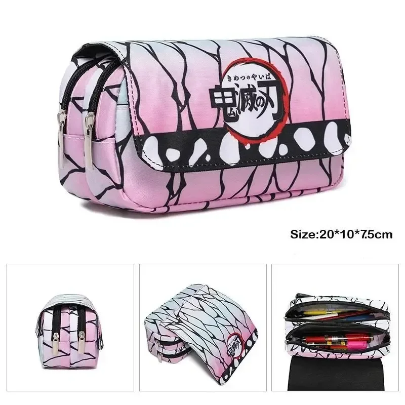 Demon Slayer 3D Anime Pen Bag Tanjirou Nezuko Zenitsu Giyuu Student Storage Bag Cartoon Pen Box Cute Boys Girls Pencil Case