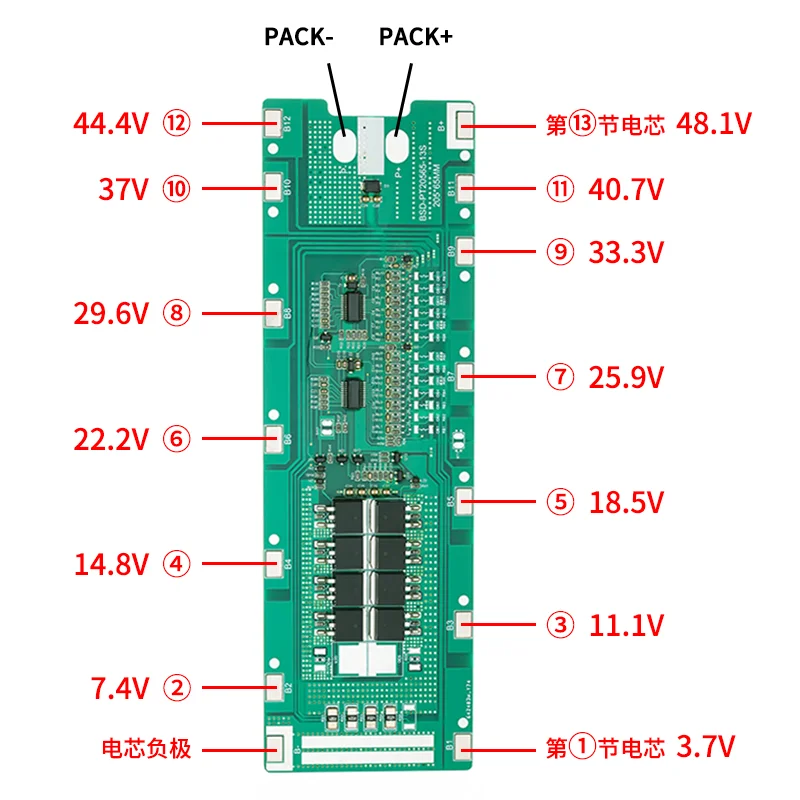 Bisida 13S BMS 48V 30A 18650 akumulator litowy panel ochronny do e-skuterów, rowery elektryczne energia słoneczna