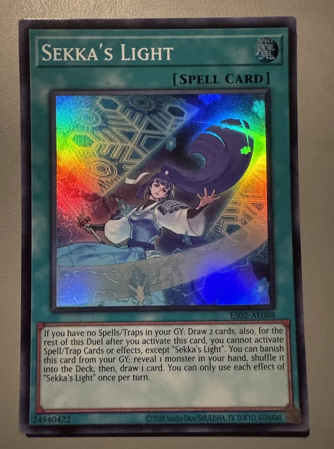 Карта Yu-Gi-Oh KONAMI Duel Monsters ES02-AE088 Sekka's Light, суперредкая, азиатская английская коллекционная, в идеальном состоянии