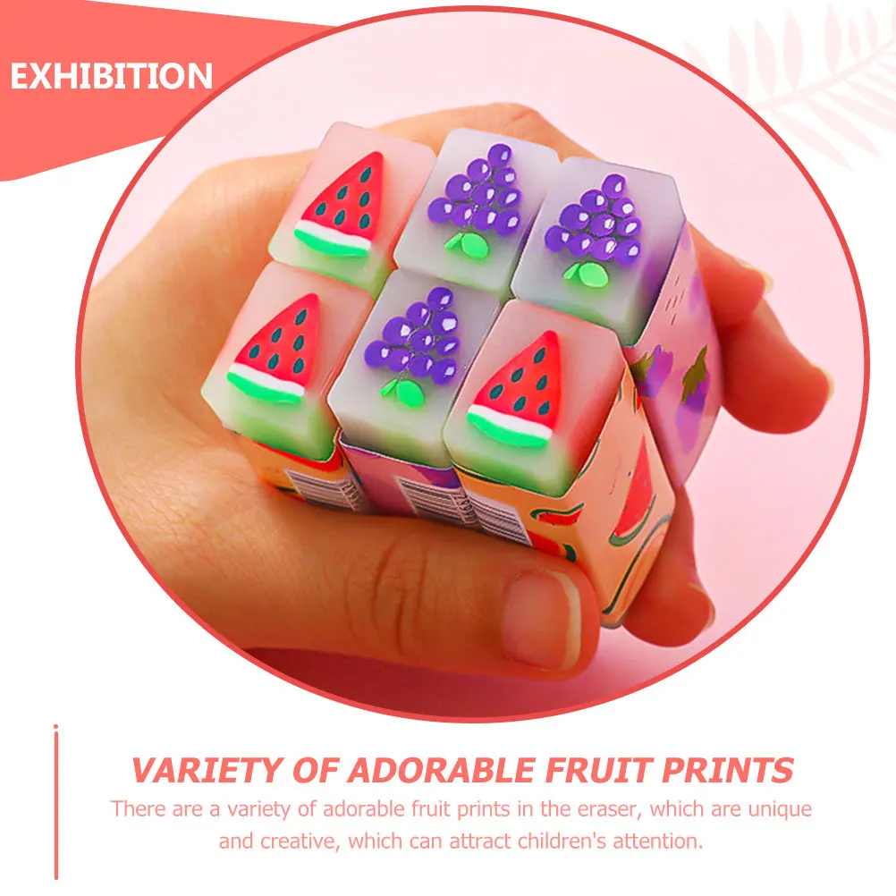 

12Pcs Adorable Fruit Print Erasers Safe Non-Toxic Rubber Material for Kids School Stationery Portable Pencil Eraser Learning