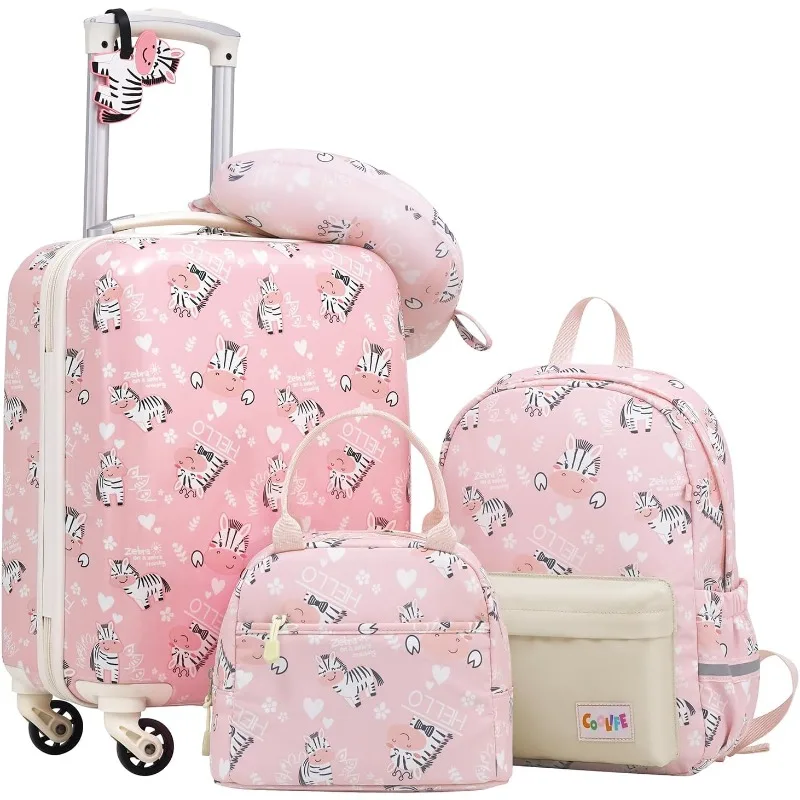 Kid’s Luggage Set 5 Piece Suitcase Set 16’’ Carry on Hardside Spinner Toddler Luggage Travel Rolling Luggage Girls Boys