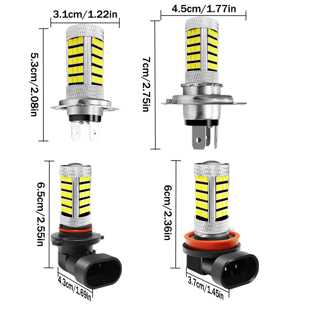 2PCS Car LED H4 H7 H8 H9 H10 H11 9005 9006  Car Truck Fog Lamp  Car LED DRL Daytime Running Light Source DC 12V car Styling