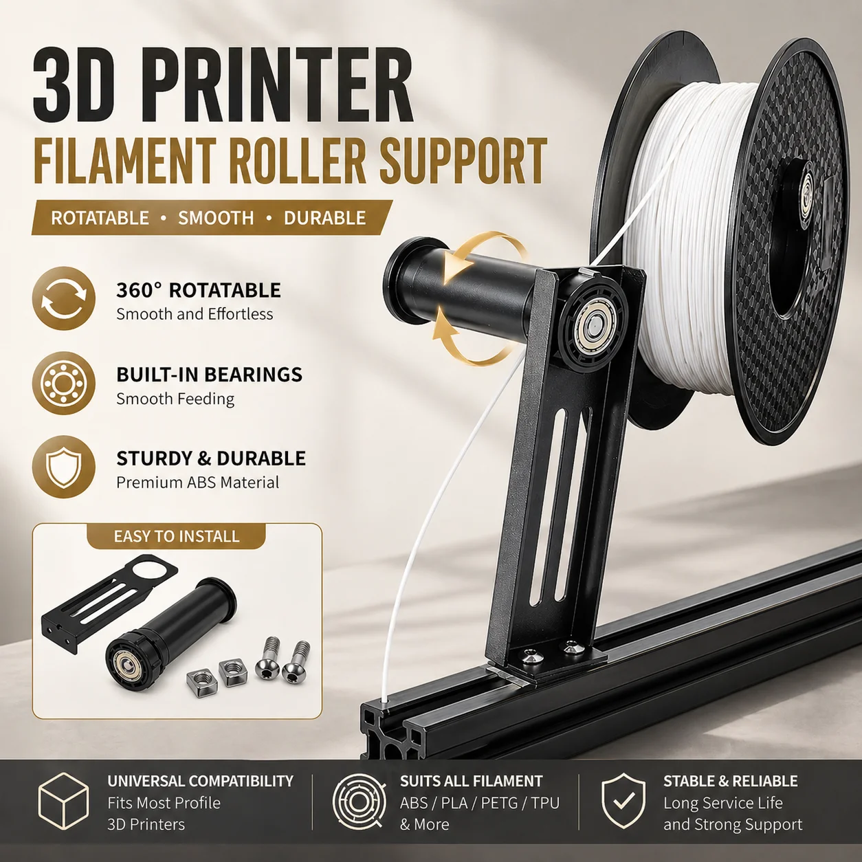 

Filament Holder Spool Support Compatible With PLA ABS TPU PETG 3D Printer Material Rolls For Ender 3 S1/Ender3/CR10