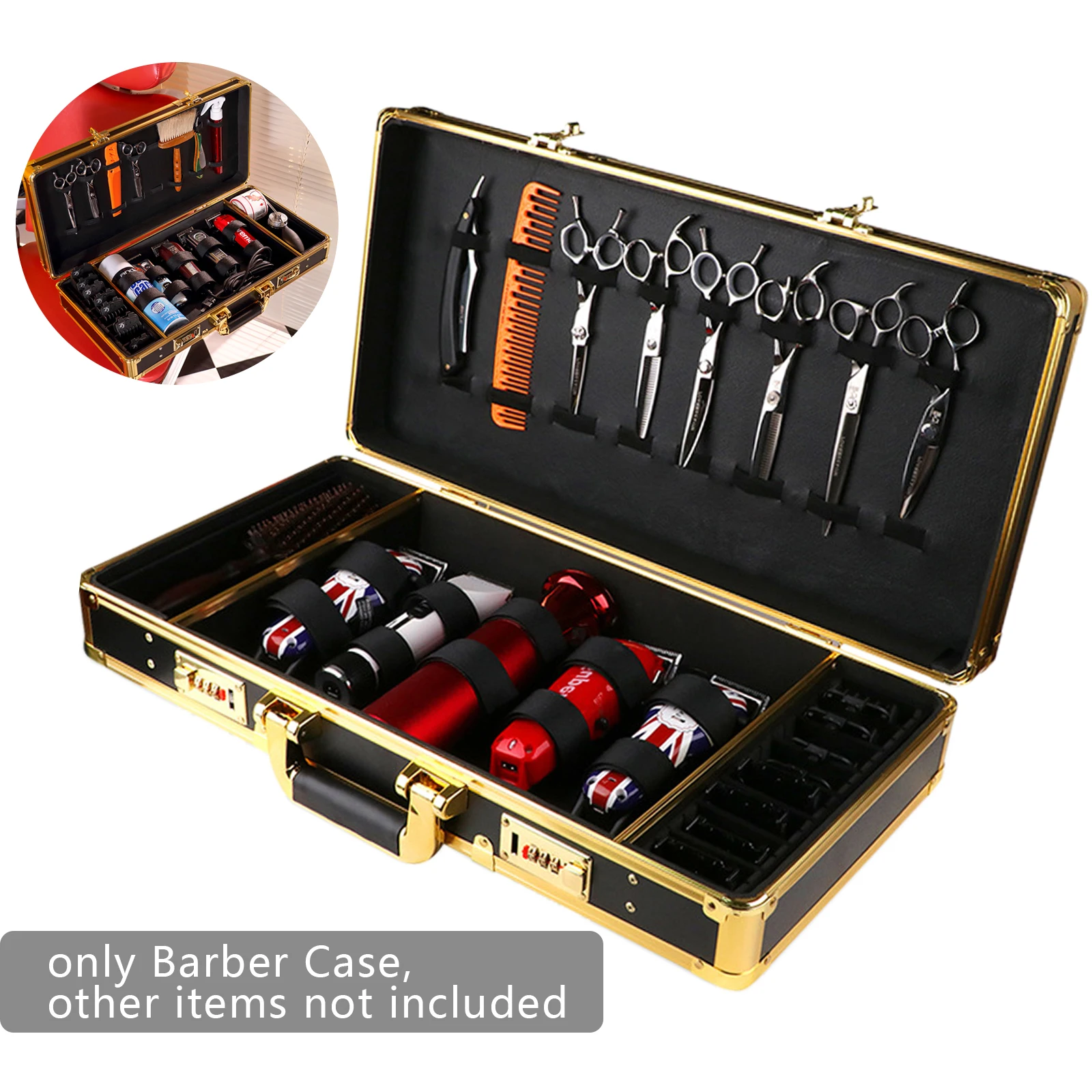 

Barber Tool Travel Case Hairdresser Salon Clipper Trimmer Holder Organizer Box with Lock