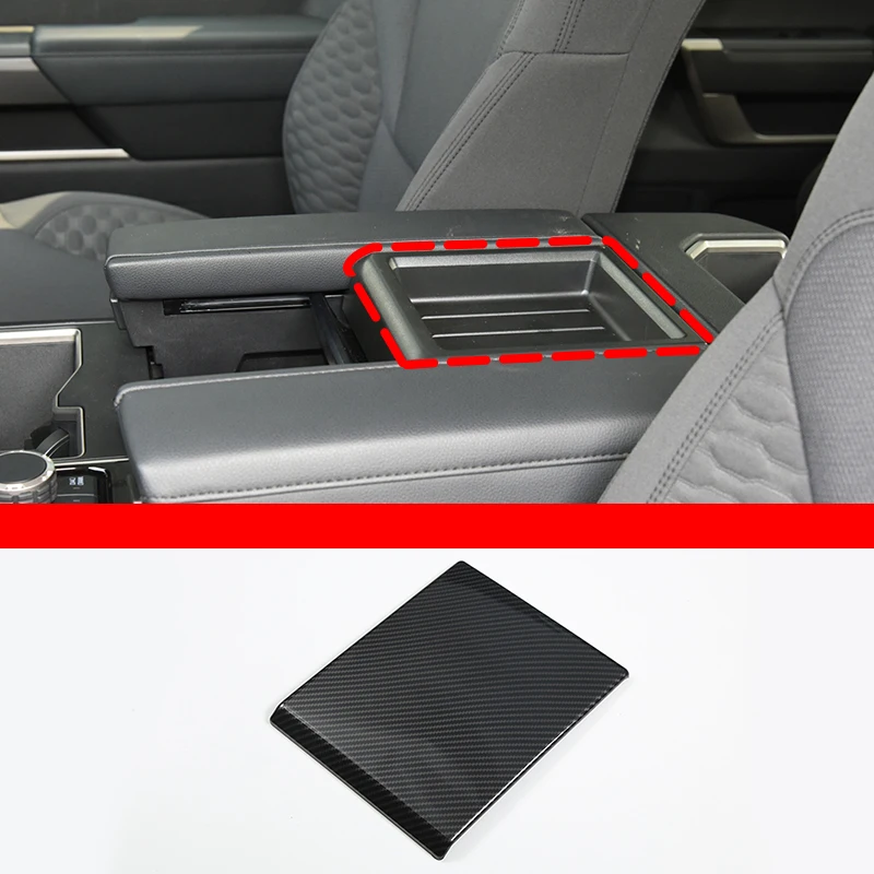 

For Toyota Tundra Sequoia 2022 - 2023 Armrest Box Cover Decorative Panel ABS Carbon Fiber Interior Accessories 1 Pcs