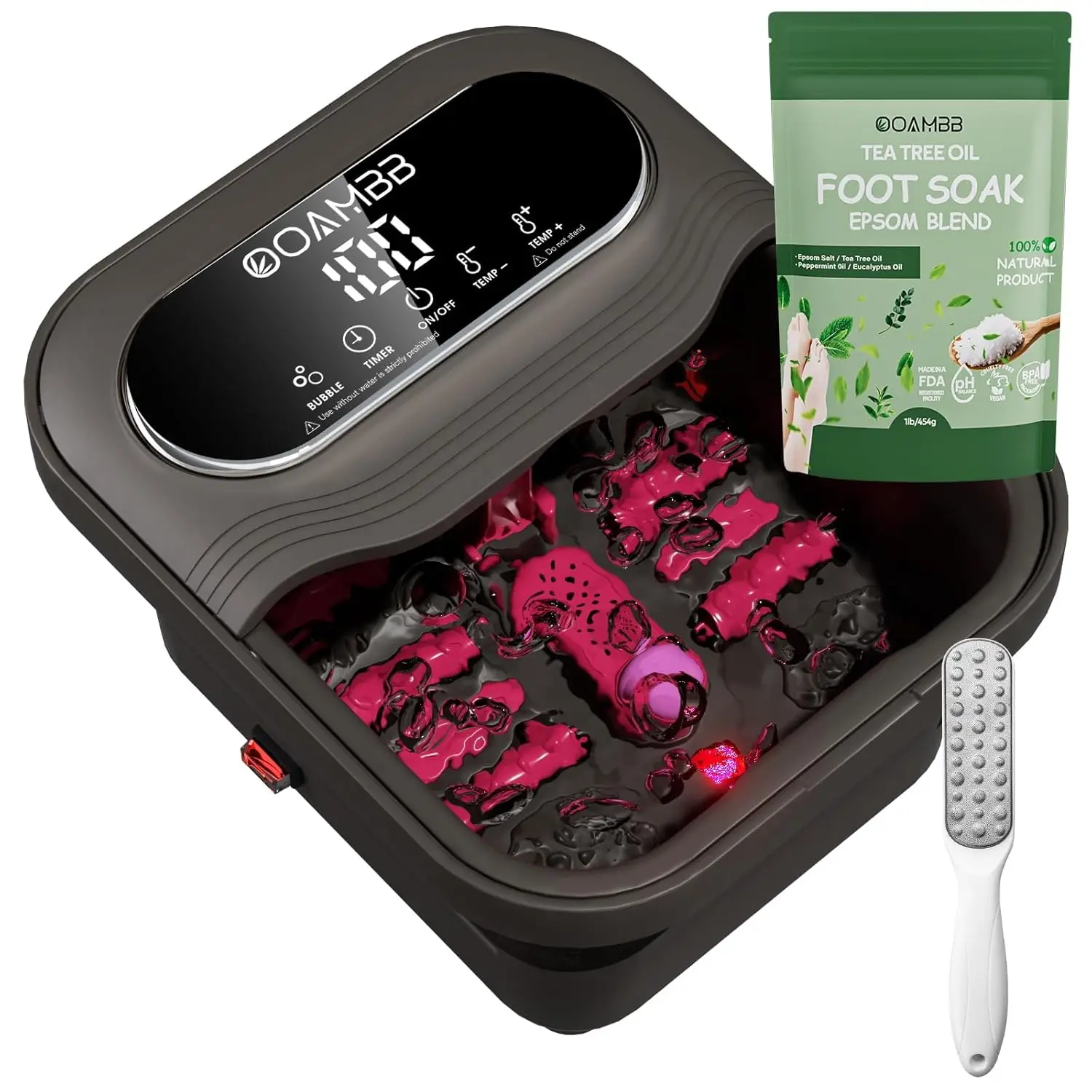 

Collapsible Foot Spa with Heat, Bubble, Temp Control, XL Touch Screen, Massage Rollers for Stress Relief