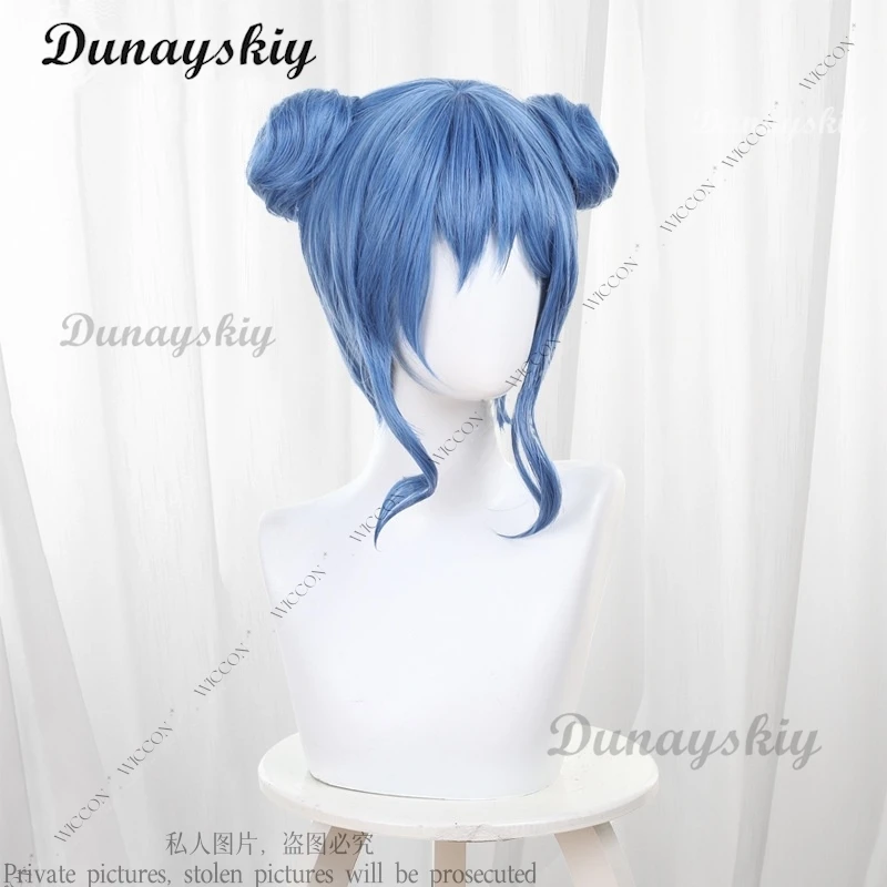 Juvia Lockser Anime Fairy Cosplay Wig Tail Blue Short Hair Chinese Style Tattoo Sticker Halloween Party Free Gift Woman Wig view 2