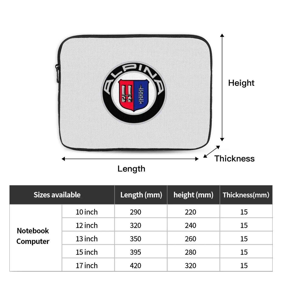 Alpina - Classic Car Logos Notebook Laptop Bag Case Pouch Notebook Sleeve Cover Bag Tablet Shockproof Case Bag