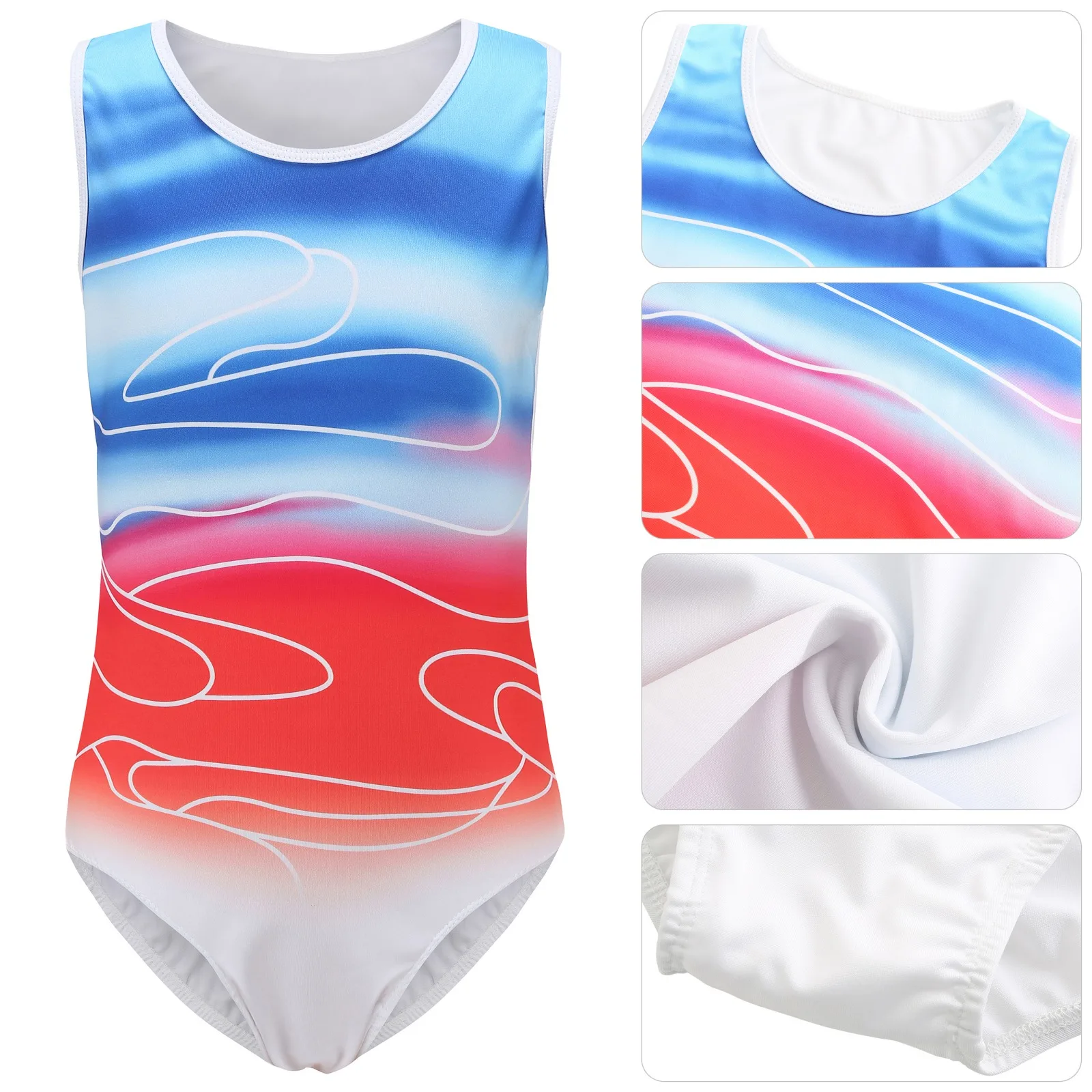 Kids Girls Gymnastics Leotards Gymnastics Sparkly Tumbling Sleeveless Bodysuit Children Ballet Performance Soft Costumes