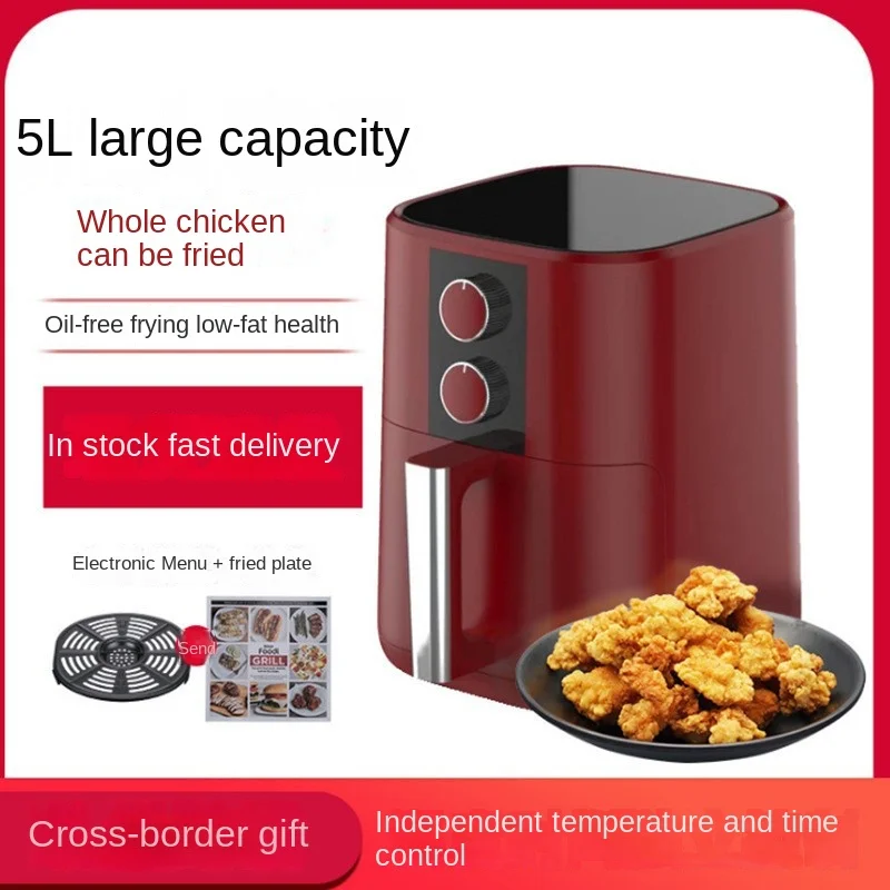 ZCWA Air Fryer 5L 1350W Multifunctional Household Max 200 Centigrade Low Oil And Light Stainless Steel Fryer Intelligent