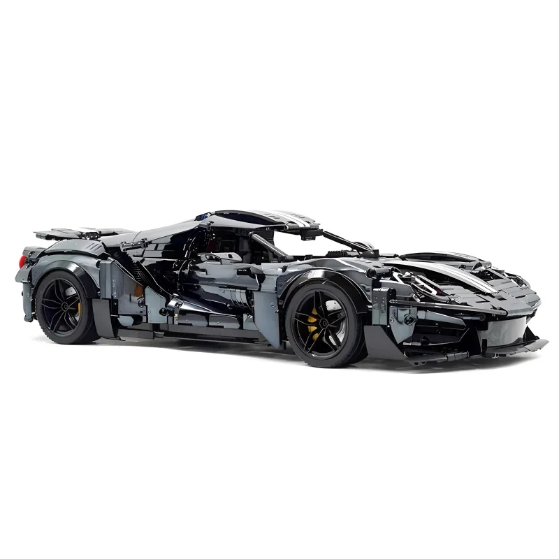 MOC-décennie s de construction de modèle de super voiture de sport pour enfants, placage noir technique, hypercar, jouet de puzzle en briques, cadeaux de Noël, T5042D, 1:8