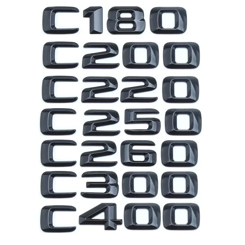 

ABS Black Letters 3D Car Trunk Letters Badge For Mercedes Benz C 200 220 300 C200 C220 C300 C320 Logo Sticker Accessories